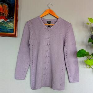 Vintage Heavy Pastel Purple Cable Knit Sweater Medium